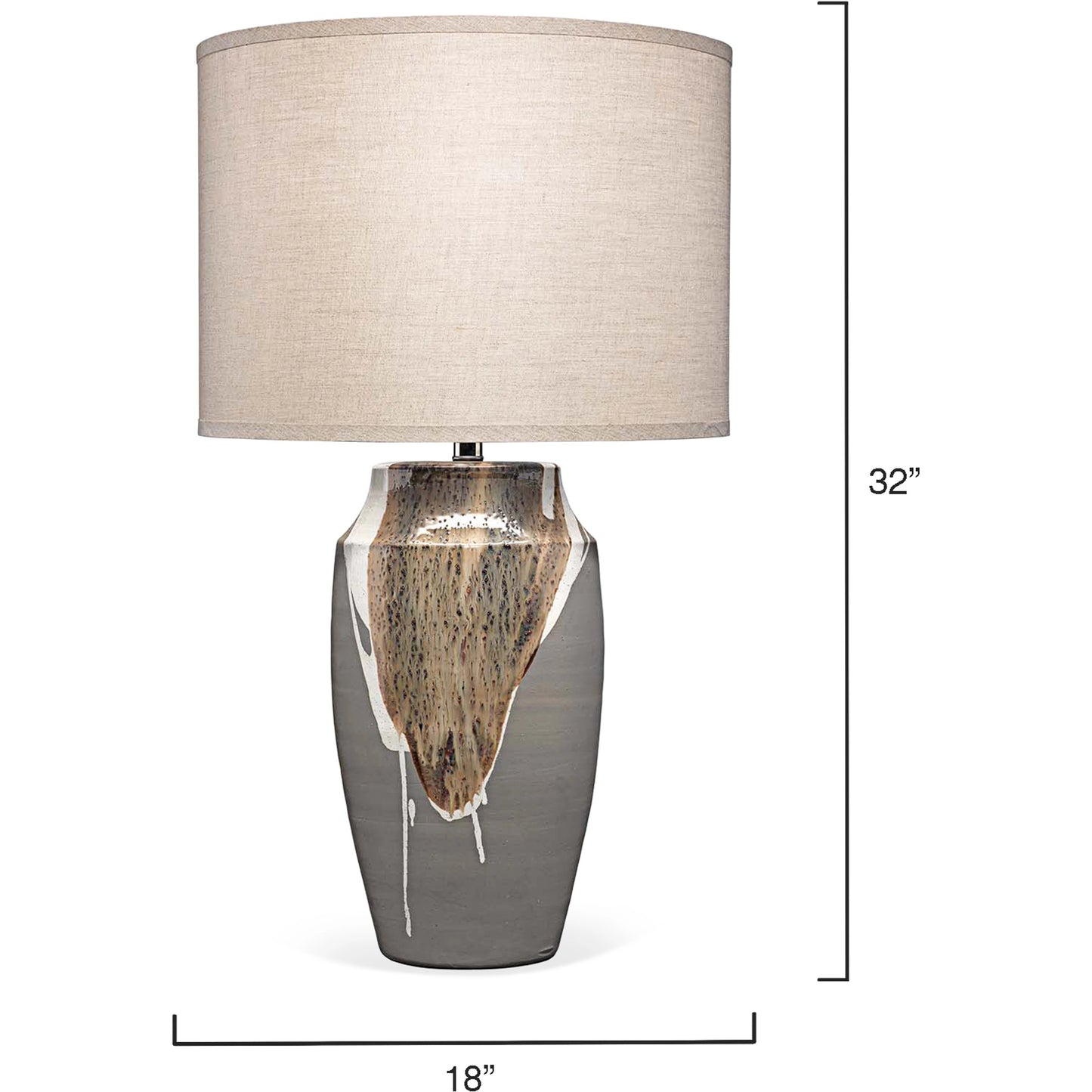 003 SR-819680 | Additional Silo | Landslide Table Lamp by Jamie Young in matte gray with beige, white drip. Made from ceramic in a eclectic & global style.