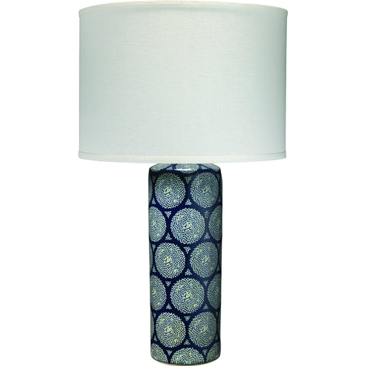 Neva Table Lamp by Jamie Young in blue. Made from ceramic in a transitional style.