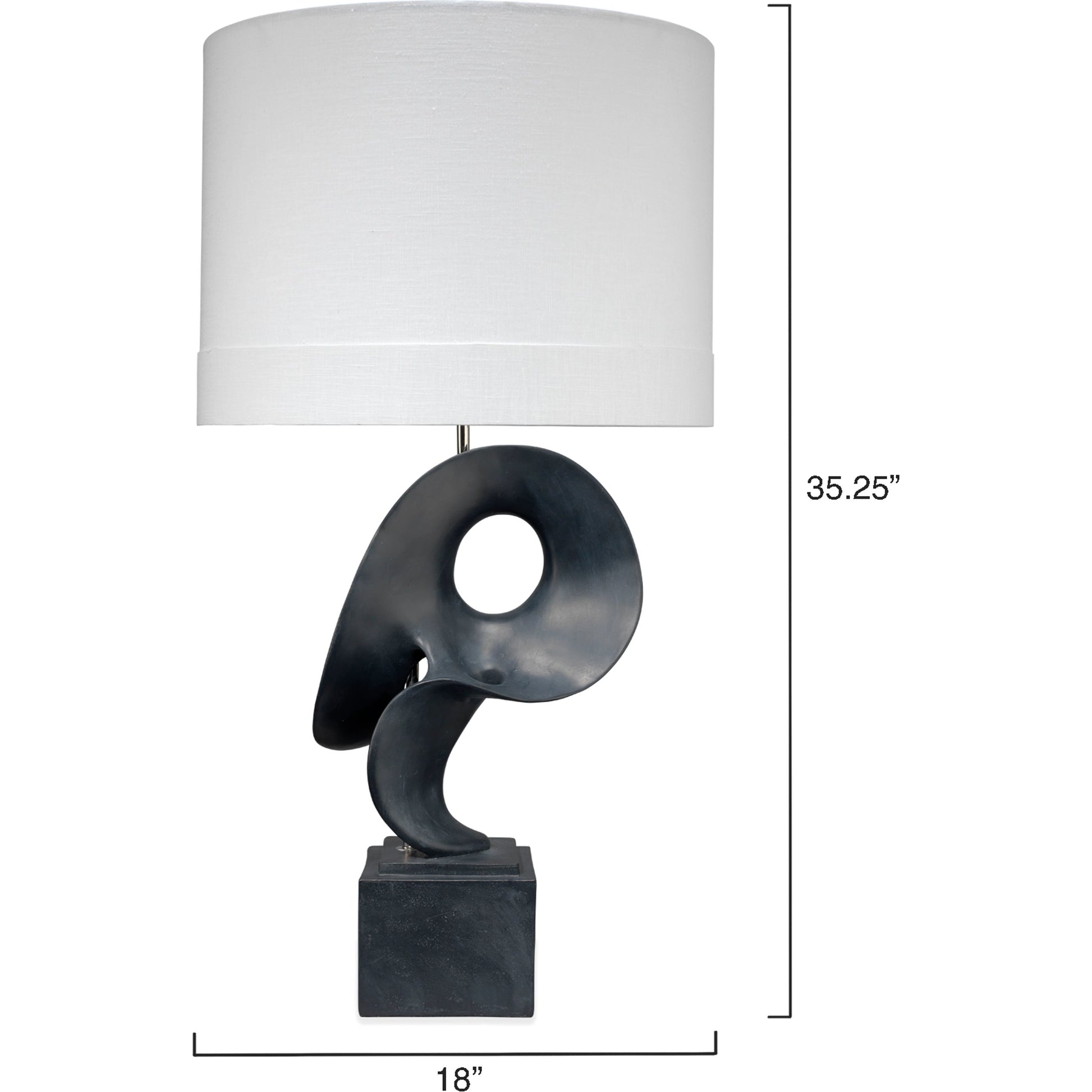 Obscure Table Lamp by Jamie Young in white polyresin. Made from resin in a modern style.