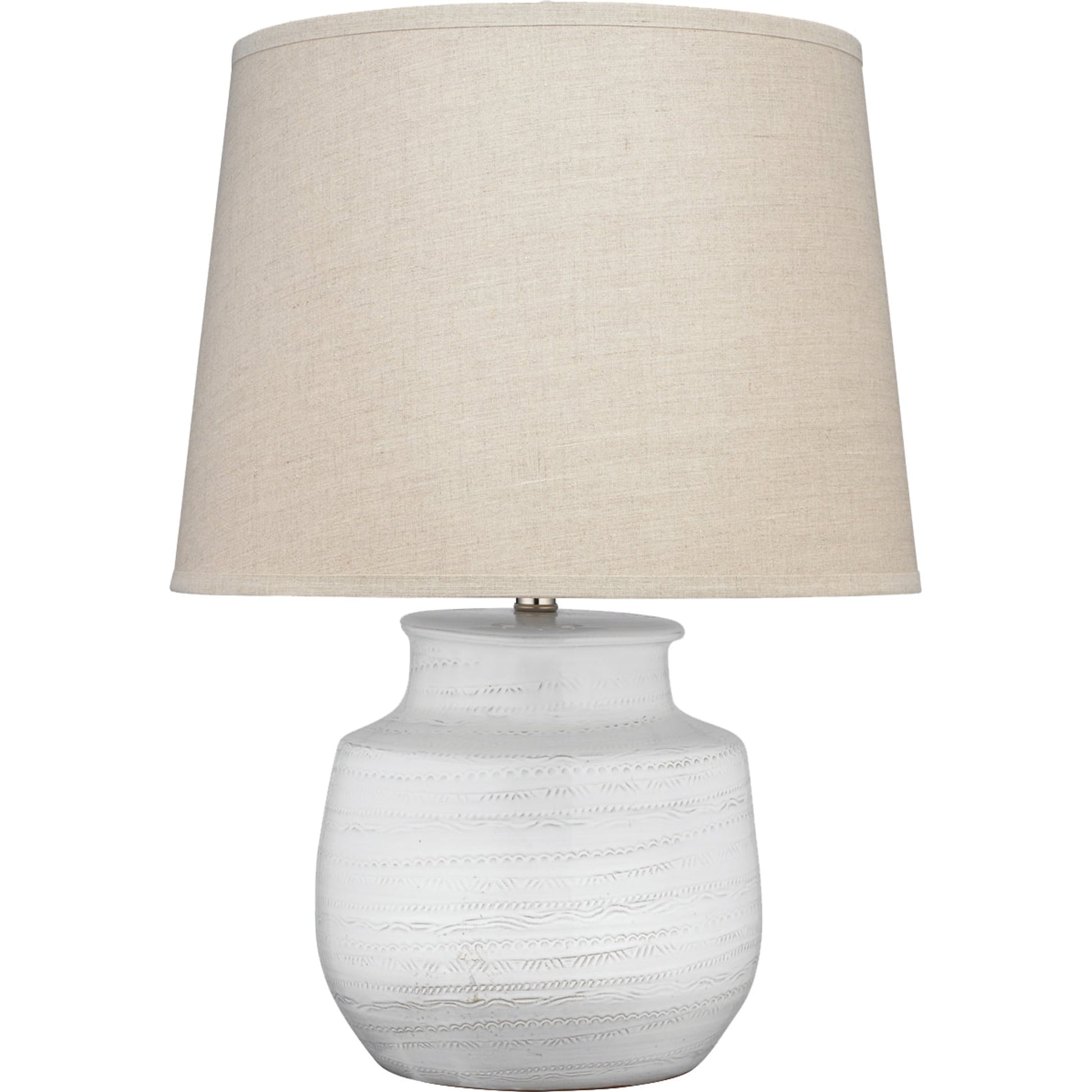 Trace Table Lamp by Jamie Young in white. Made from ceramic in a coastal style.
