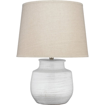 Trace Table Lamp by Jamie Young in white. Made from ceramic in a coastal style.