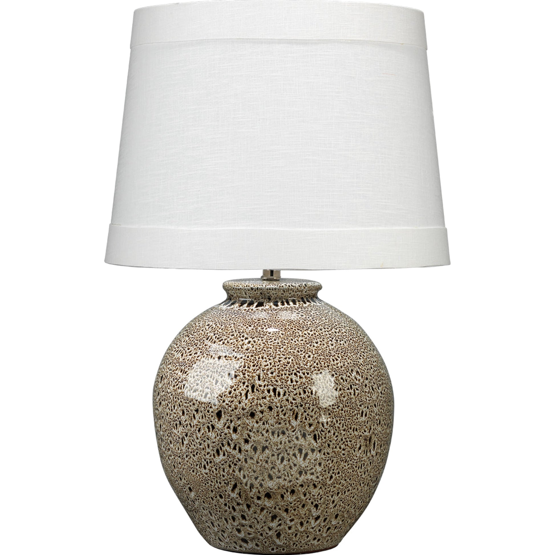 Vagabond Table Lamp by Jamie Young in brown. Made from ceramic in a transitional style.