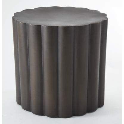 Fluted Table by Global Views in antique bronze. Made from stainless steel in a modern style.