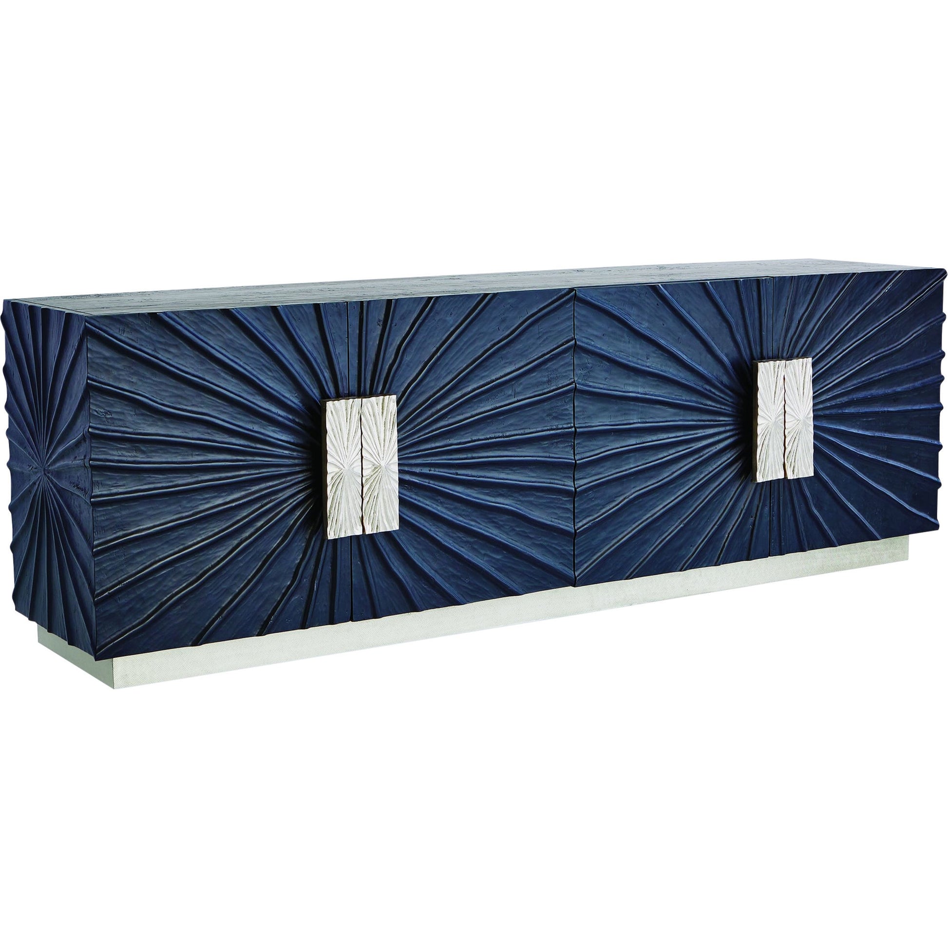 Pleated Media Cabinet by Global Views in black, nickel. Made from pine, aluminum, metal, glass in a eclectic & global style.