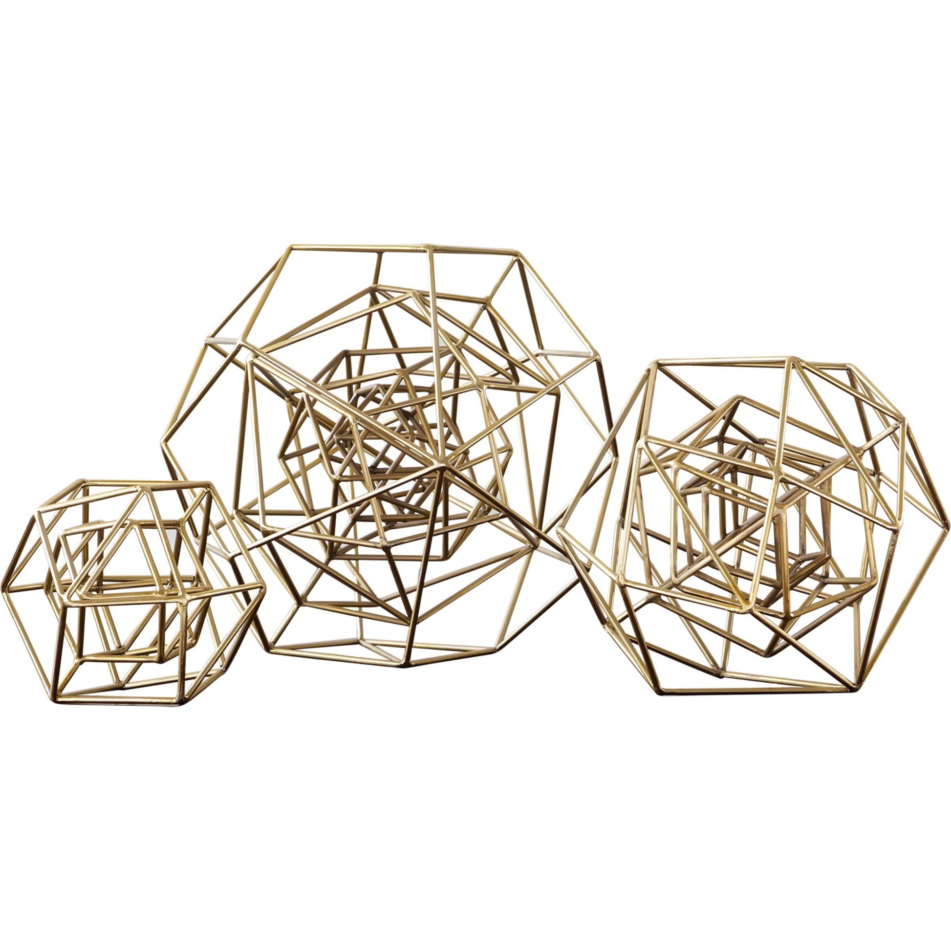 Geo Sculpture by Global Views in gold. Made from iron in a modern style.
