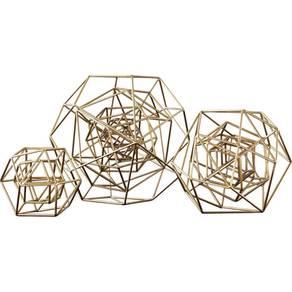 Geo Sculpture by Global Views in gold. Made from iron in a modern style.