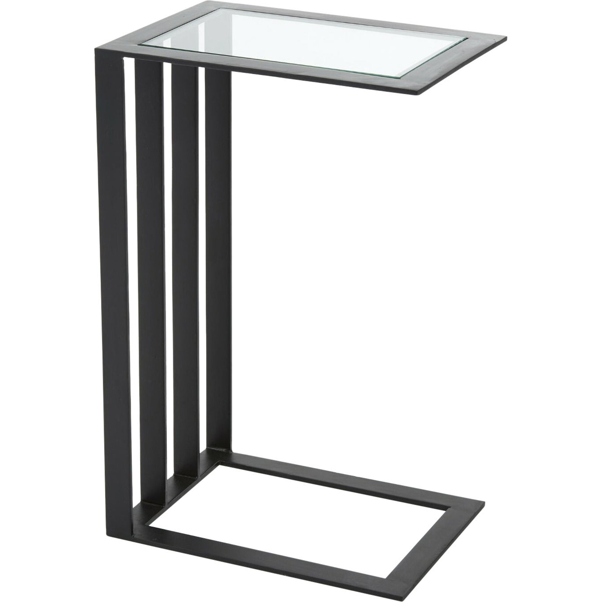 Cantilever Side Table by Global Views in bronze. Made from iron, tempered glass in a modern style.