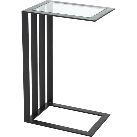 Cantilever Side Table by Global Views in bronze. Made from iron, tempered glass in a modern style.