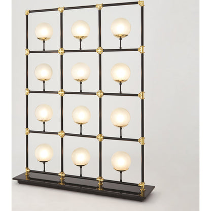 Globe in Square Floor Screen by Global Views in brass lacquer, black powder coating. Made from steel, brass in a eclectic & global style.
