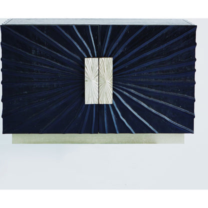 Pleated Cabinet by Global Views in black, nickel. Made from pine, aluminum, glass, metal in a eclectic & global style.