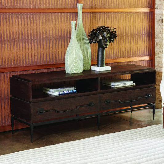 Scratch Console by Global Views in brown, black powder coat. Made from mango, iron in a rustic style.