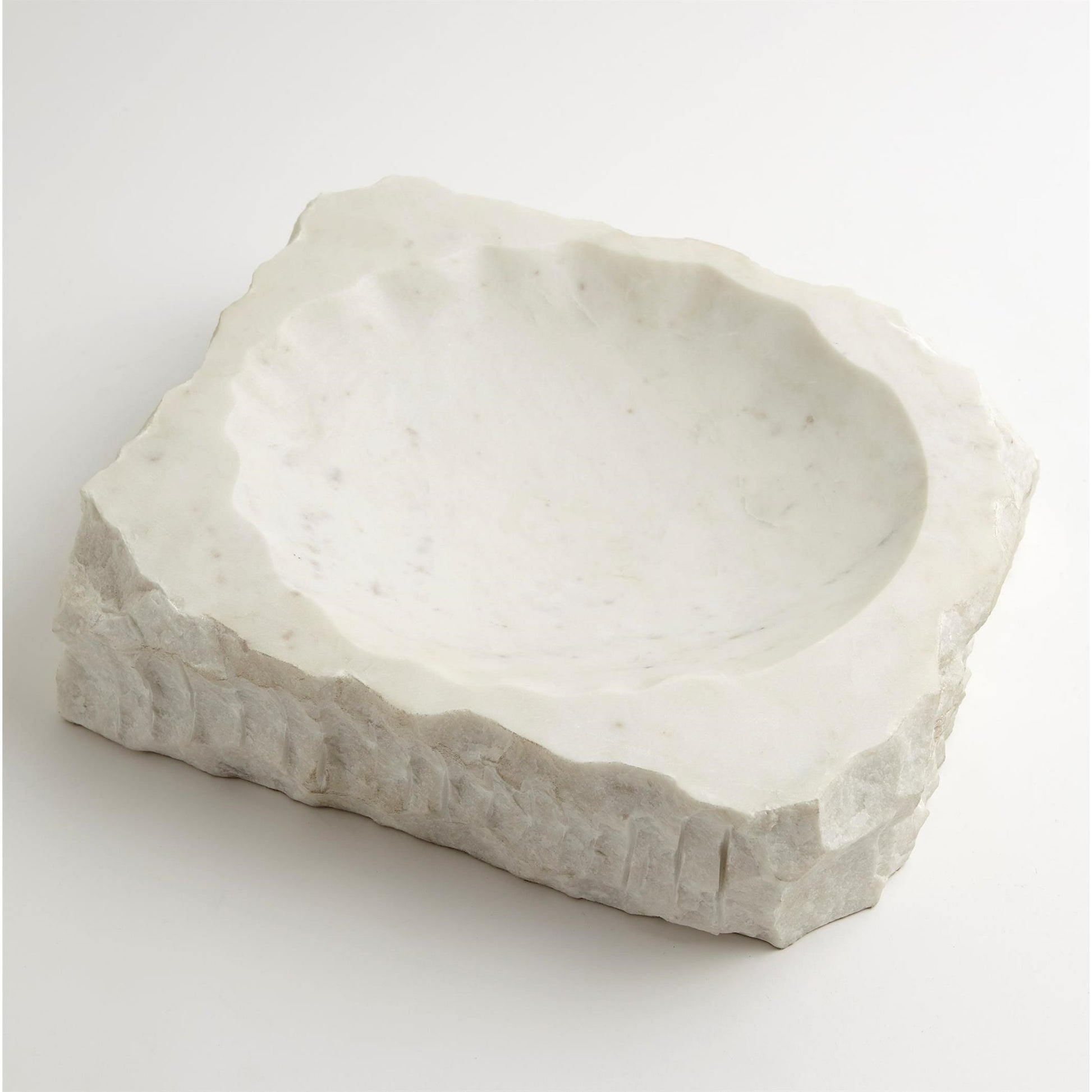 Chiseled Block Bowl by Global Views in white marble. Made from white banswara in a eclectic & global style.