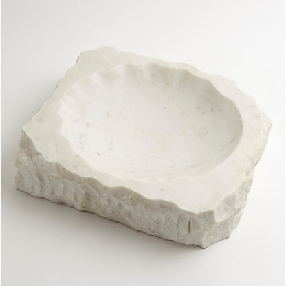 Chiseled Block Bowl by Global Views in white marble. Made from white banswara in a eclectic & global style.