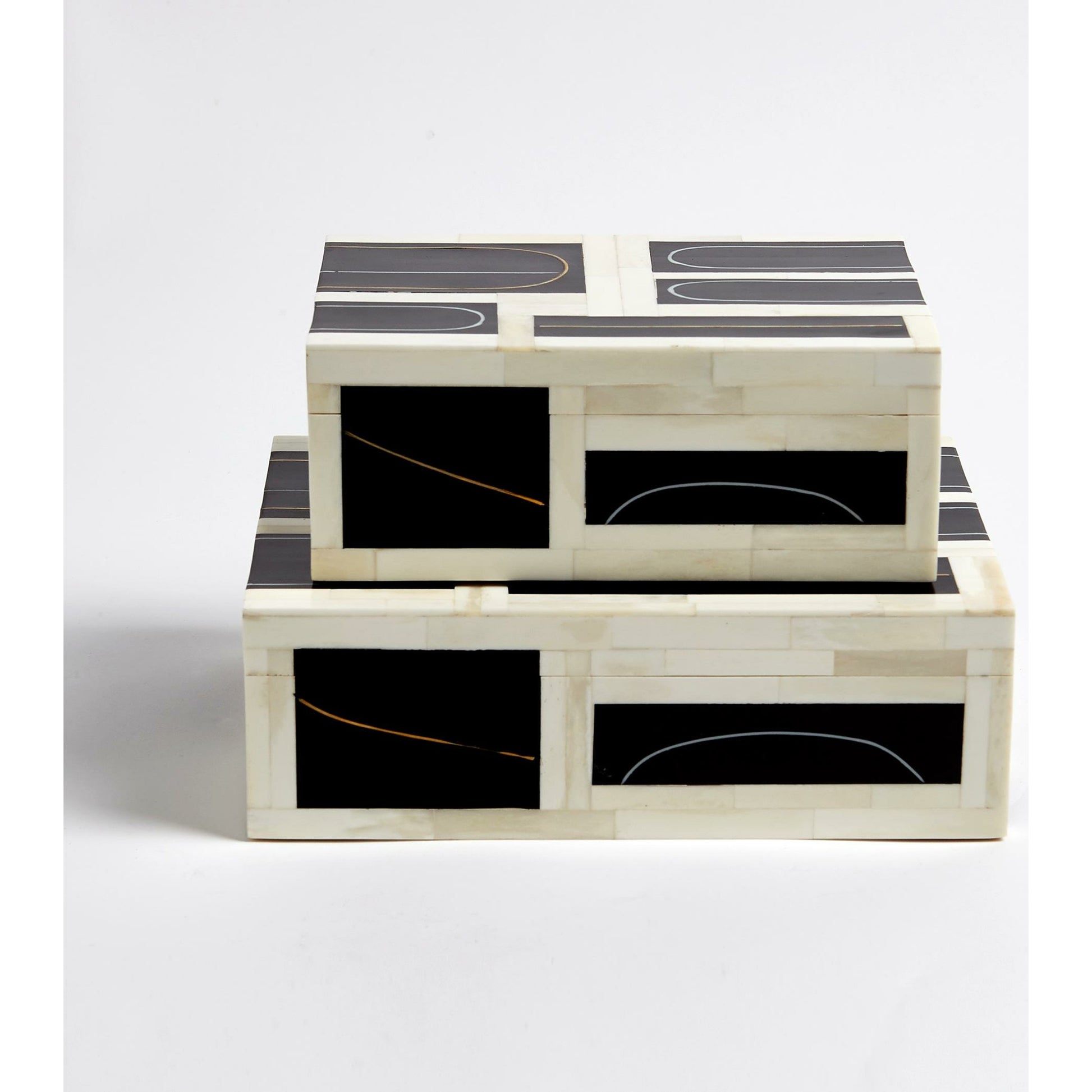 Brass Loop Box by Global Views. Made from mdf, brass, bone, resin in a modern style.