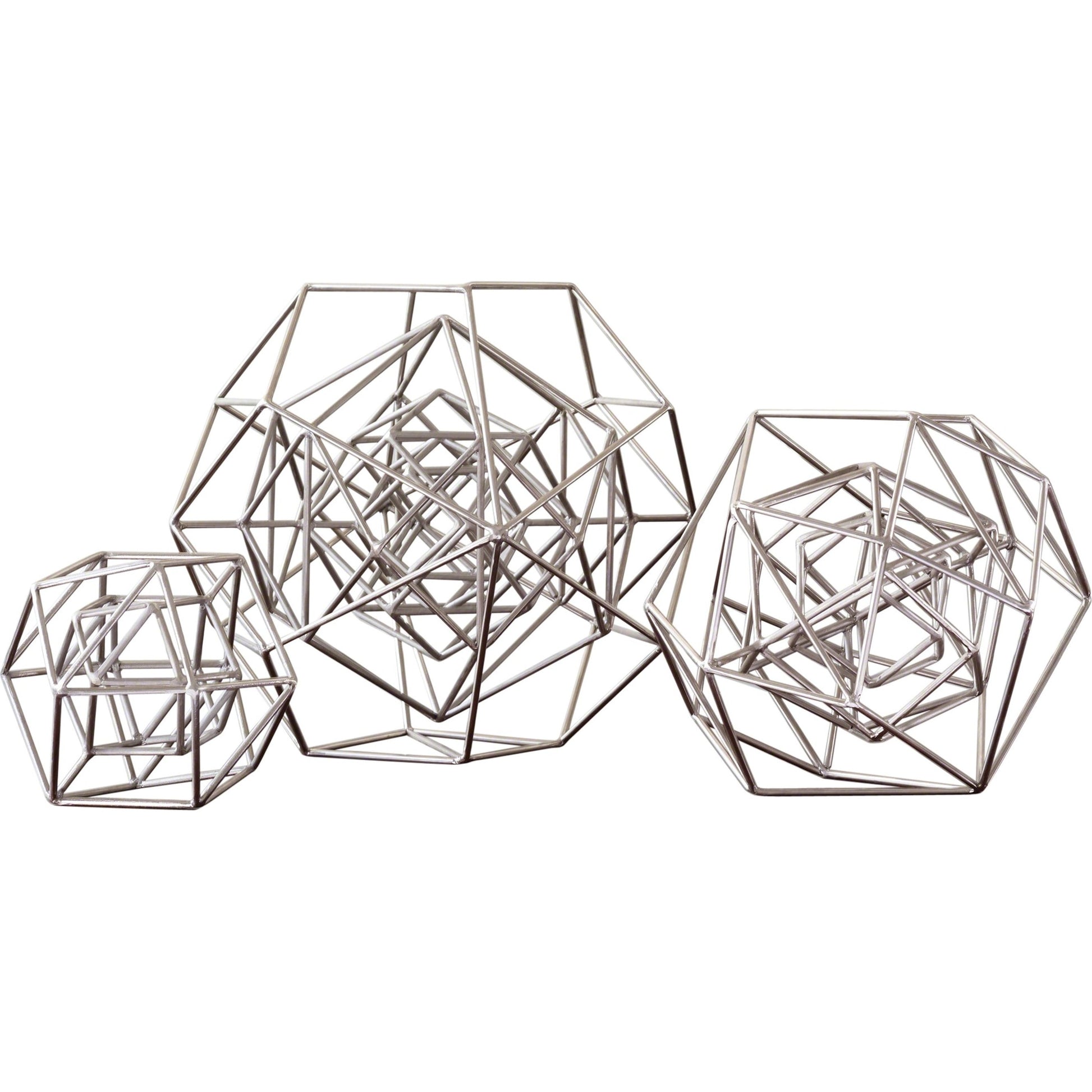 Geo Sculpture by Global Views in gold. Made from iron in a modern style.