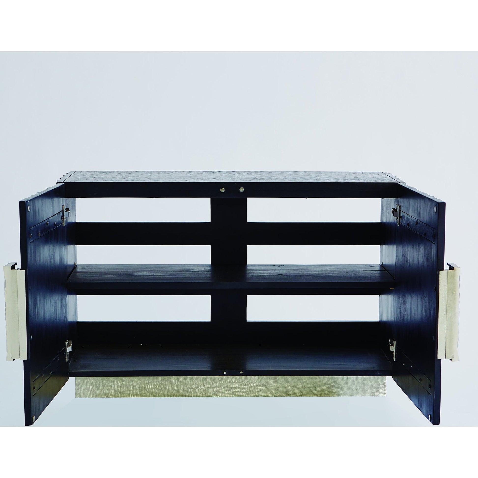 Pleated Cabinet by Global Views in black, nickel. Made from pine, aluminum, glass, metal in a eclectic & global style.