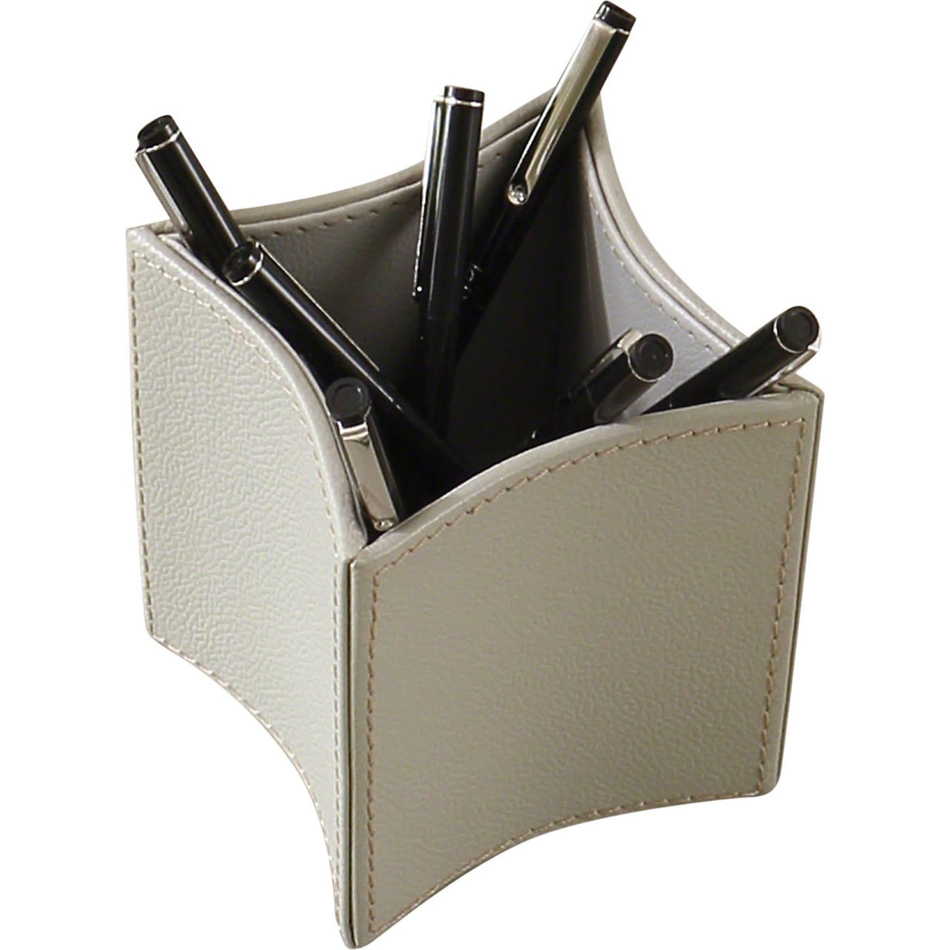 Folded Pencil Cup by Global Views. Made from leather in a modern style.
