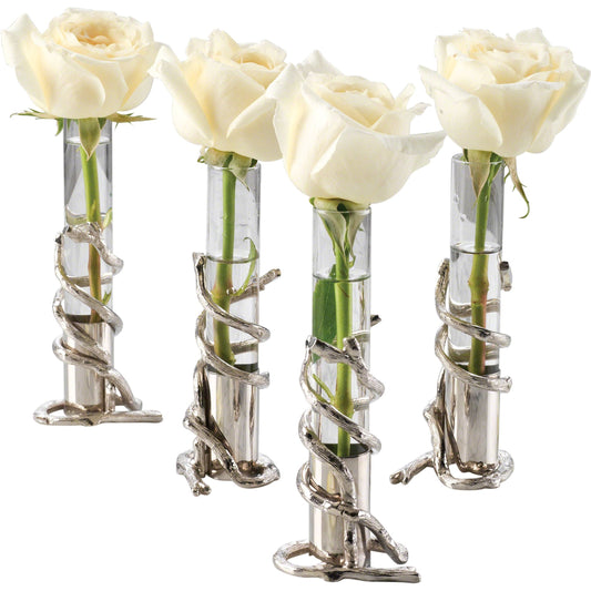 Branch Bud Vase by Global Views in nickel. Made from brass, glass in a modern style.