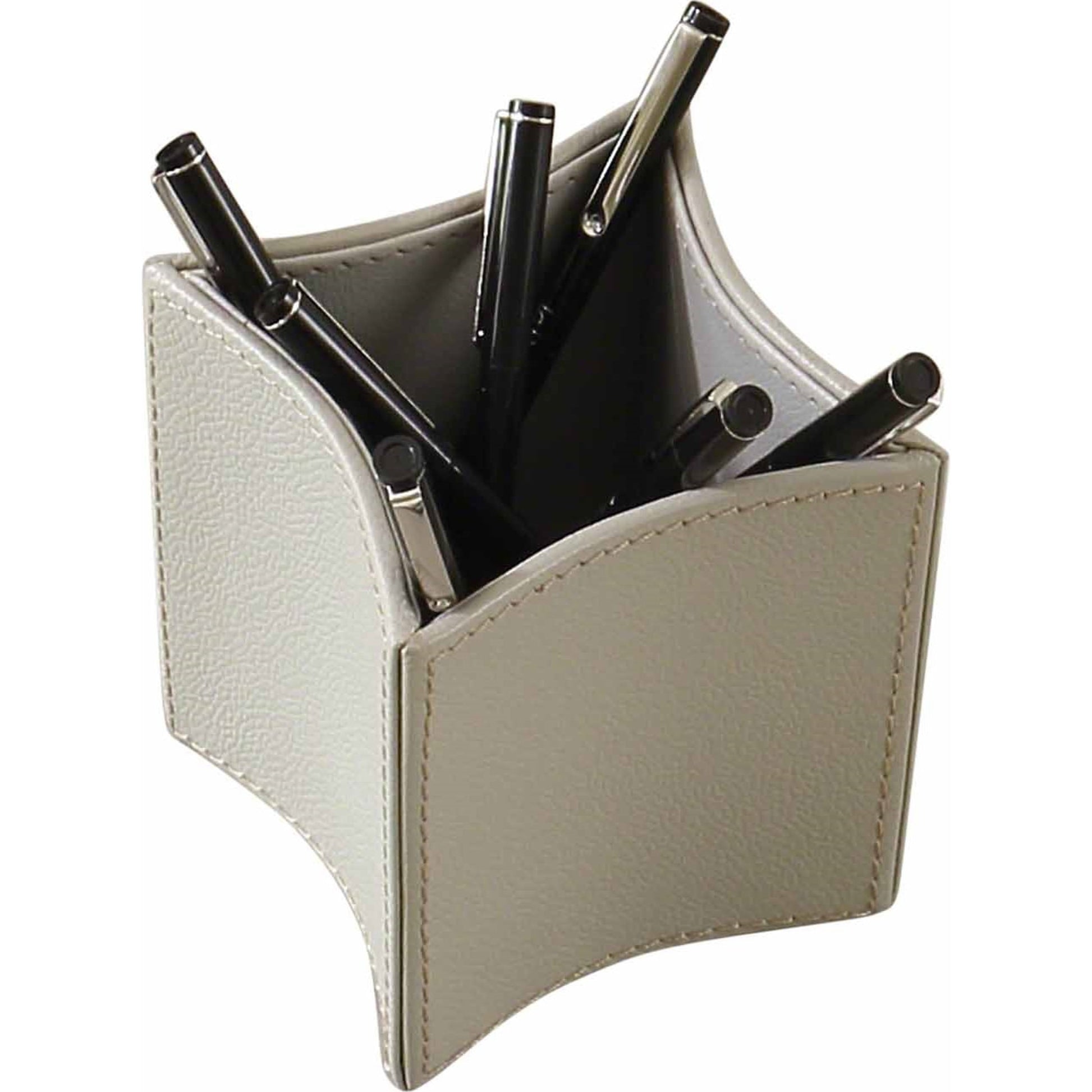 Folded Pencil Cup by Global Views. Made from leather in a modern style.