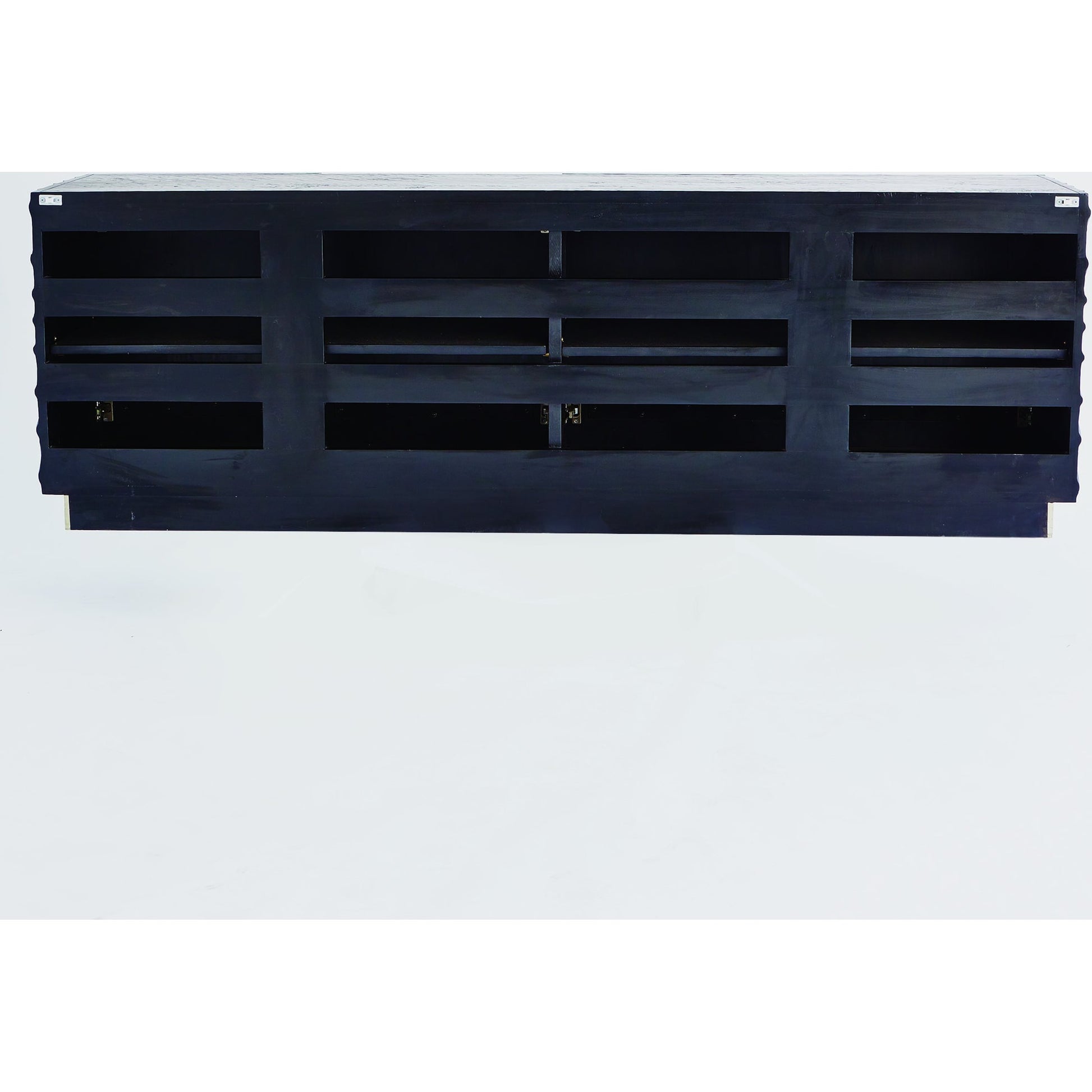 Pleated Media Cabinet by Global Views in black, nickel. Made from pine, aluminum, metal, glass in a eclectic & global style.