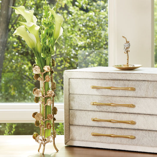 Bauhinia Bud Vase by Global Views. Made from brass, glass in a eclectic & global style.