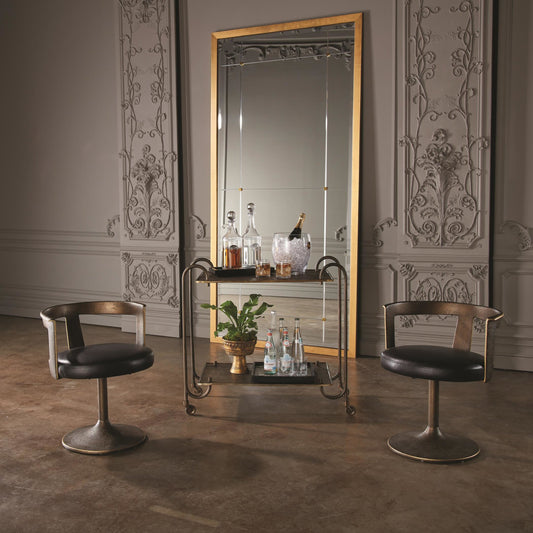 Blade Bar Cart by Global Views in bronze. Made from iron, aluminum in a modern style.