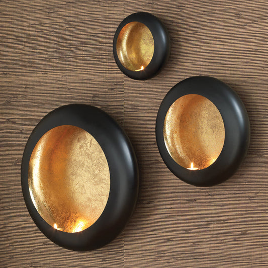 Harvest Wall Tealight Holder by Global Views in black powder coat. Made from iron in a modern style.
