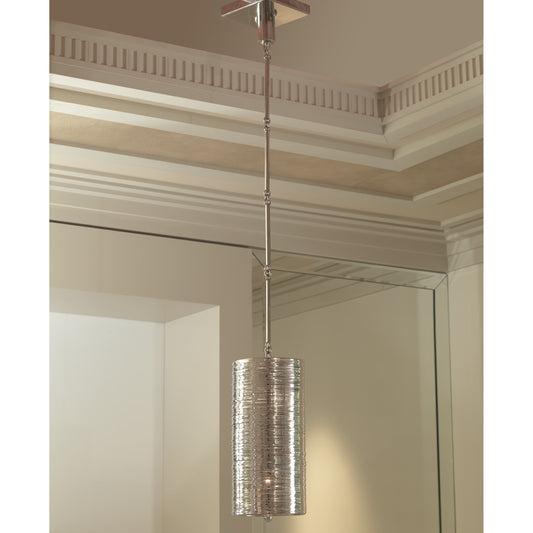 Coil Single Pendant by Global Views in nickel. Made from brass in a modern style.