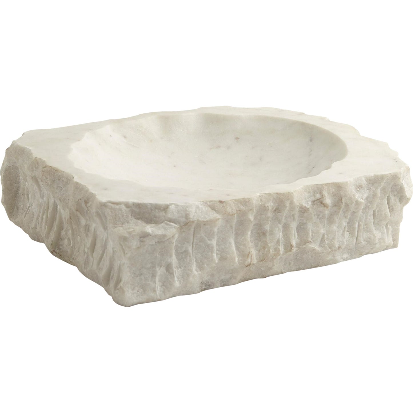 001 SR-890540 | Primary Silo | Chiseled Block Bowl by Global Views in white marble. Made from white banswara in a eclectic & global style.