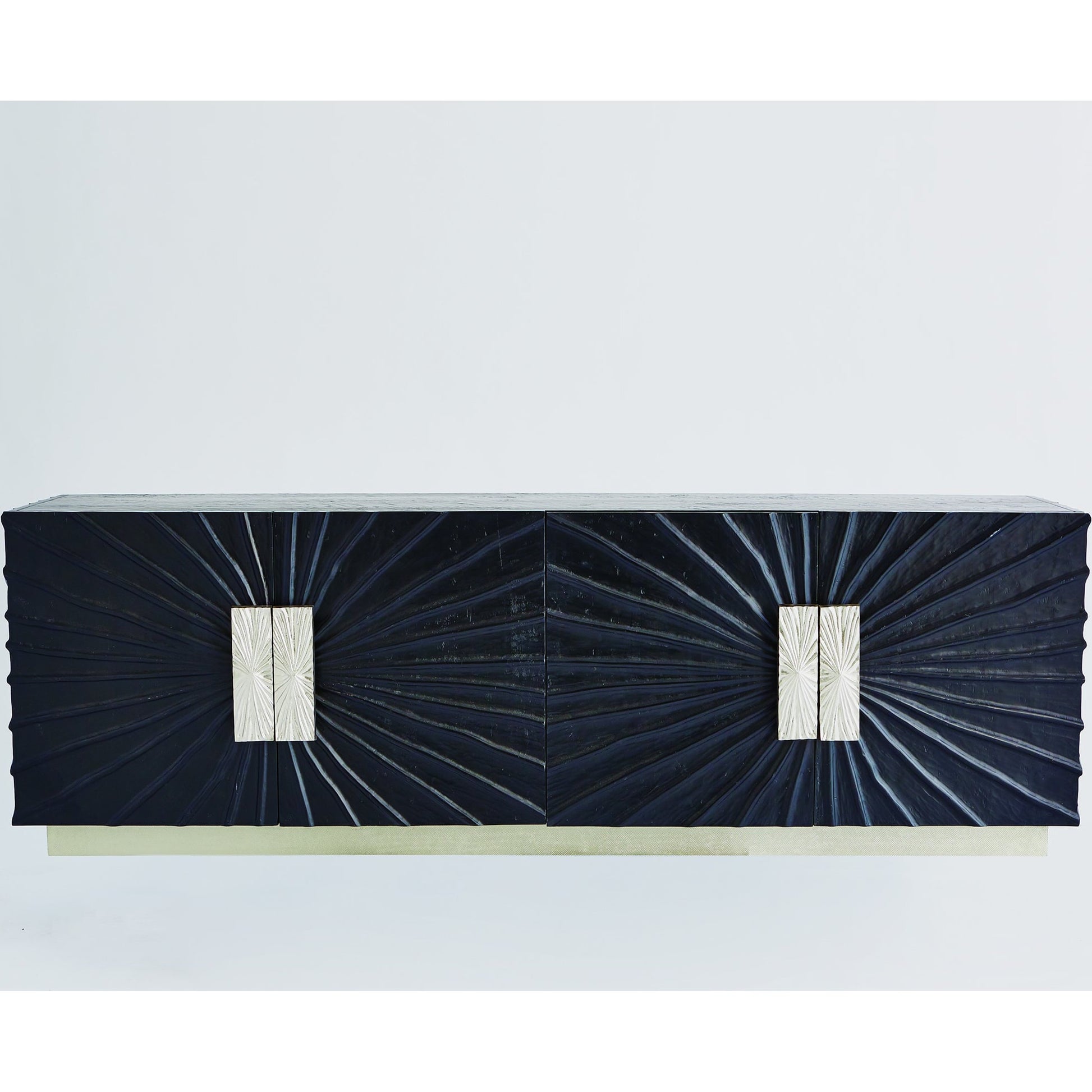 Pleated Media Cabinet by Global Views in black, nickel. Made from pine, aluminum, metal, glass in a eclectic & global style.