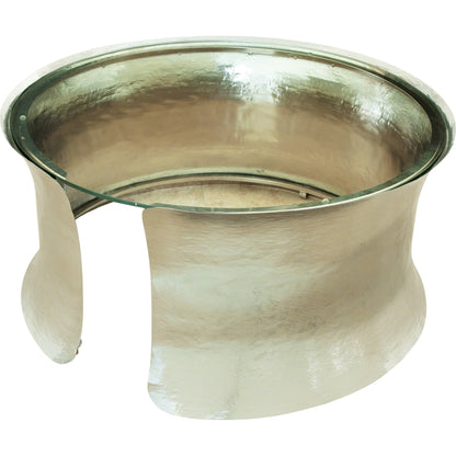 Cuff Cocktail Table by Global Views in nickel lacquer coating. Made from aluminum, glass in a transitional style.