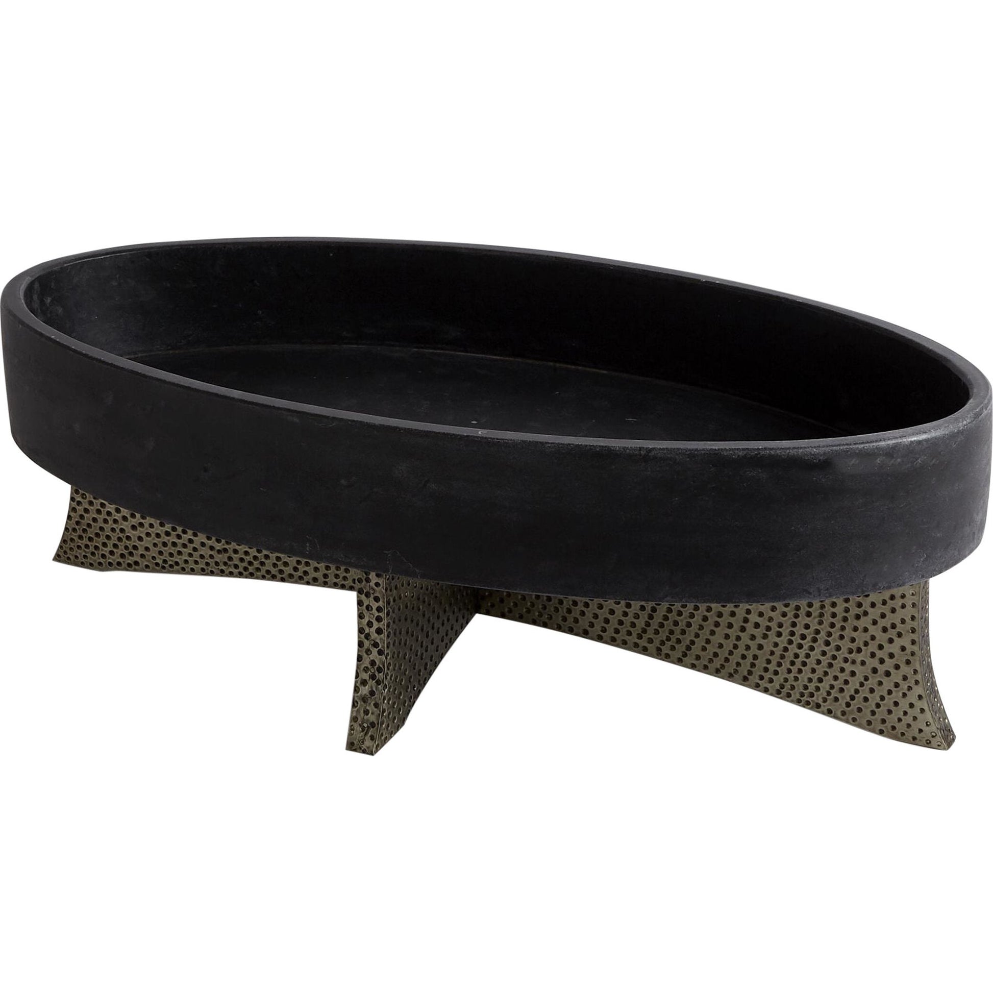 Lax Oval Bowl by Global Views in brass. Made from plywood, white marble, brass sheet in a eclectic & global style.