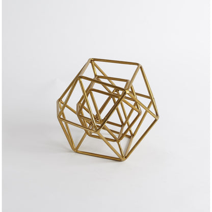 Geo Sculpture by Global Views in gold. Made from iron in a modern style.