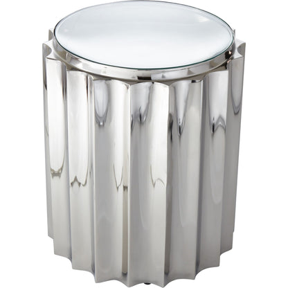 Fluted Column Table by Global Views. Made from stainless steel, tempered glass in a transitional style.