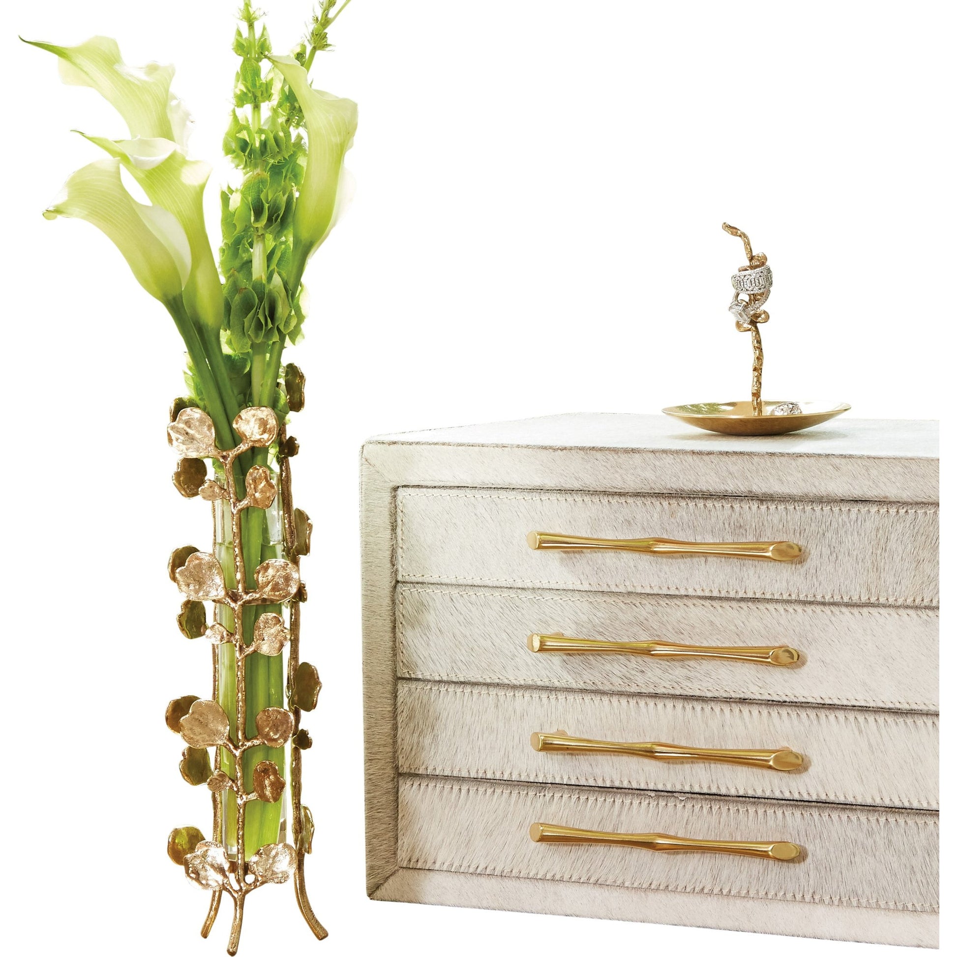 Bauhinia Bud Vase by Global Views. Made from brass, glass in a eclectic & global style.