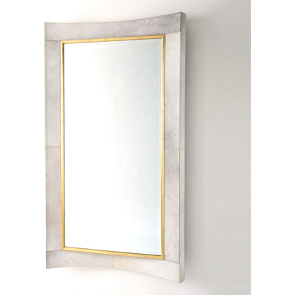 Curved Floor Mirror by Global Views in gold leaf. Made from unique in a transitional style.