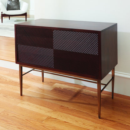Galapagos Chest by Global Views in dark walnut, brass. Made from mango, mdf, brass in a transitional style.