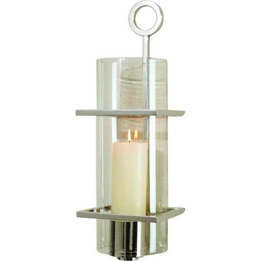 Circle in Square Wall Sconce by Global Views in nickel. Made from brass, glass in a transitional style.