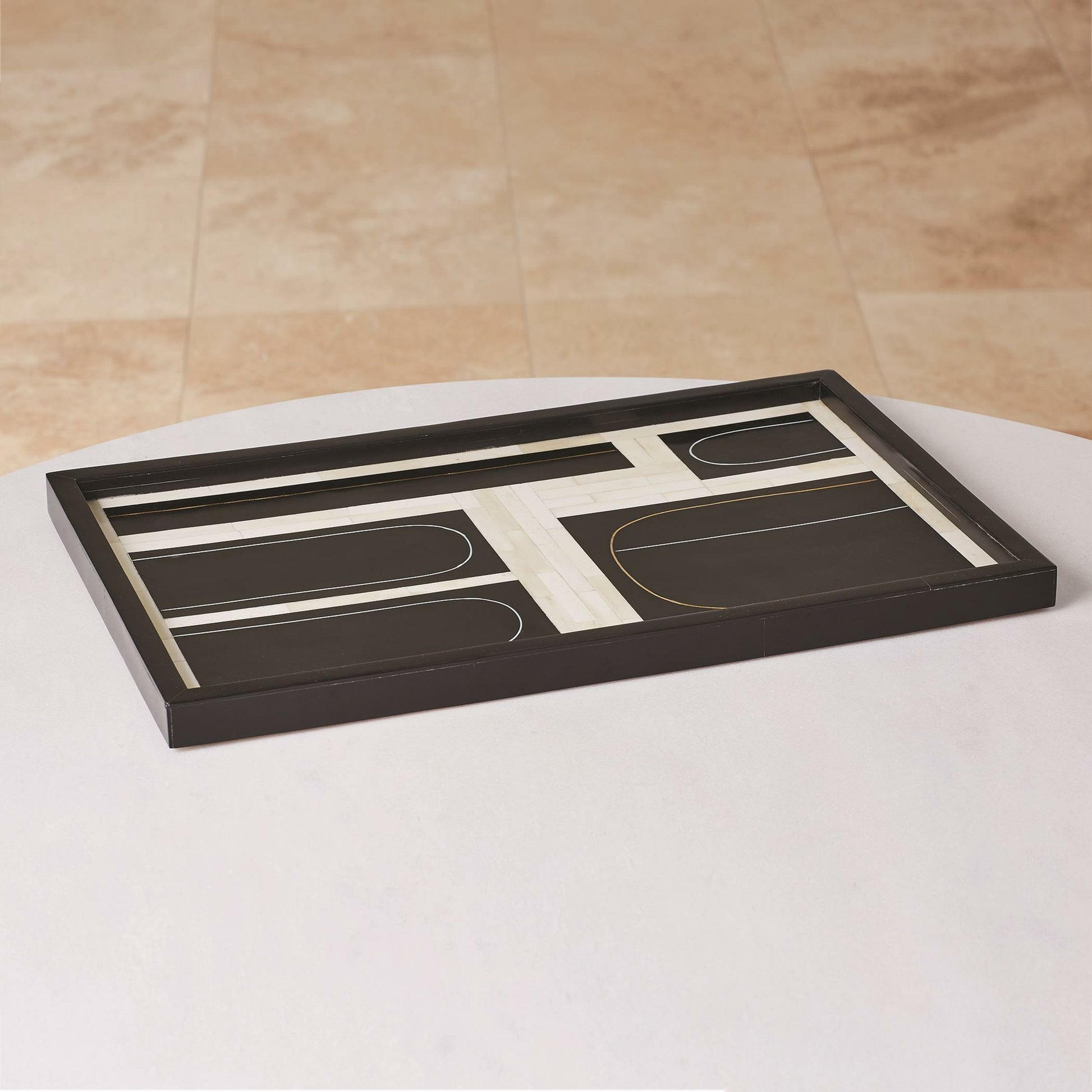 Brass Loop Tray by Global Views. Made from mdf, brass, bone, resin in a modern style.