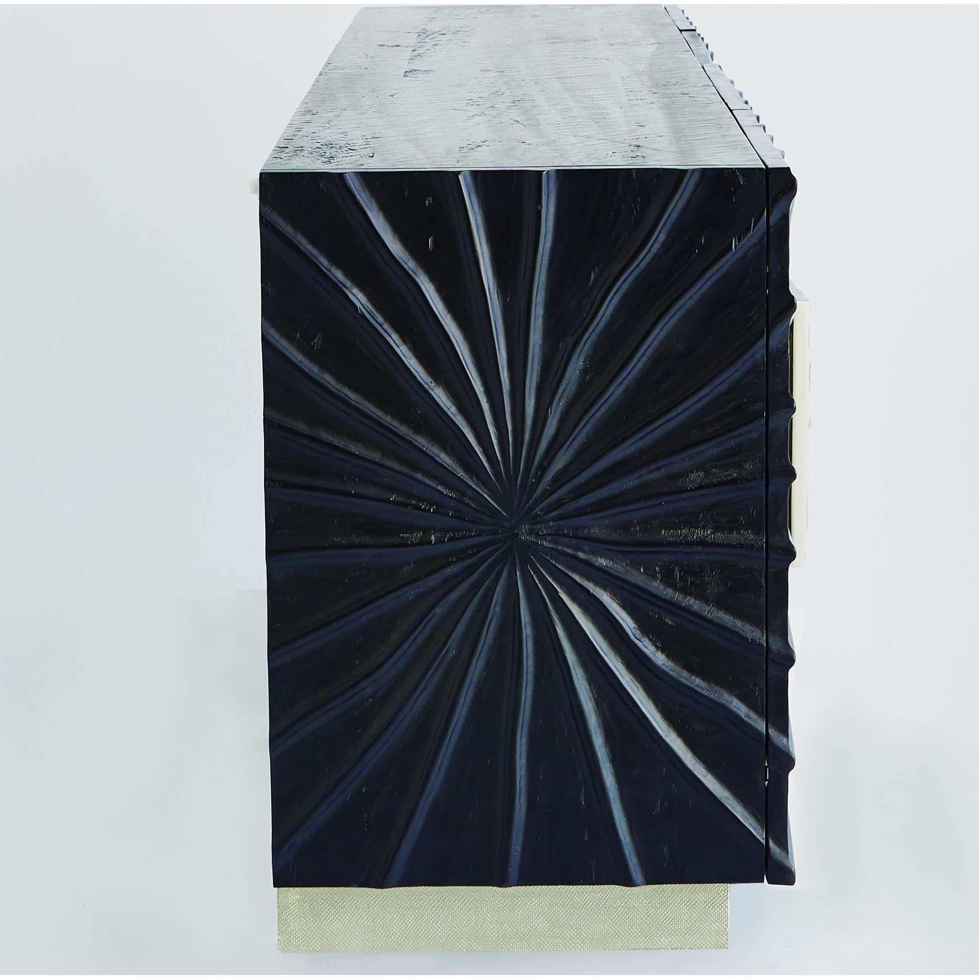 Pleated Media Cabinet by Global Views in black, nickel. Made from pine, aluminum, metal, glass in a eclectic & global style.