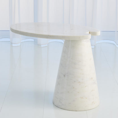 Cone Cantilever Table by Global Views. Made from honed white marble in a eclectic & global style.