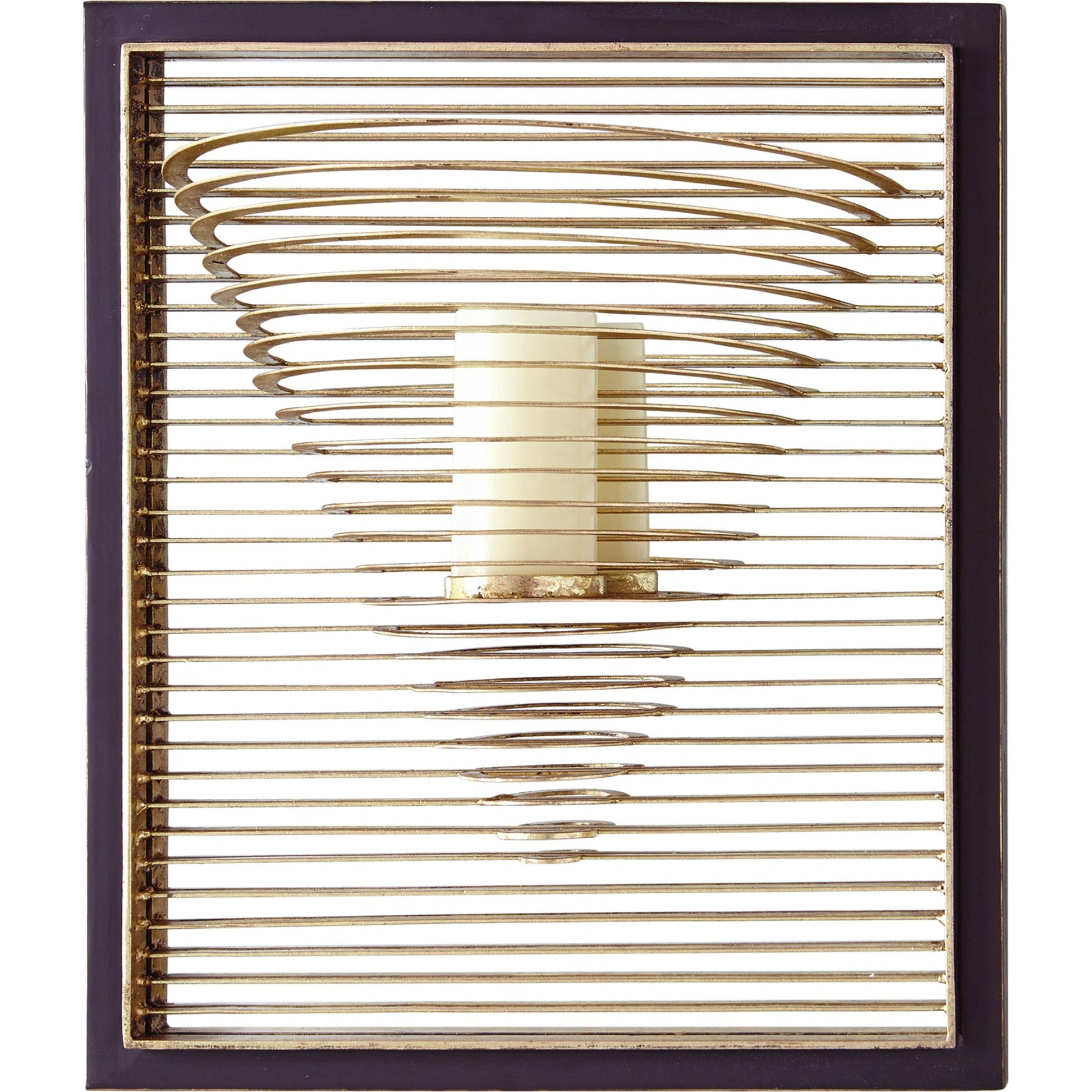 Pyramid Candle Sconce by Global Views in brown powder coat, gold leaf. Made from mdf, iron, mirror in a modern style.