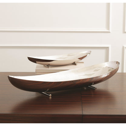 Boat Bowl by Global Views in nickel. Made from solid steel in a modern style.