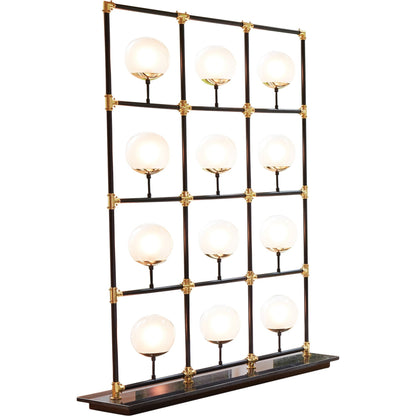 Globe in Square Floor Screen by Global Views in brass lacquer, black powder coating. Made from steel, brass in a eclectic & global style.