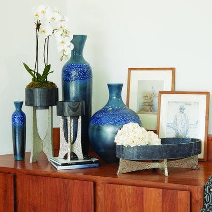 Lax Oval Bowl by Global Views in brass. Made from plywood, white marble, brass sheet in a eclectic & global style.