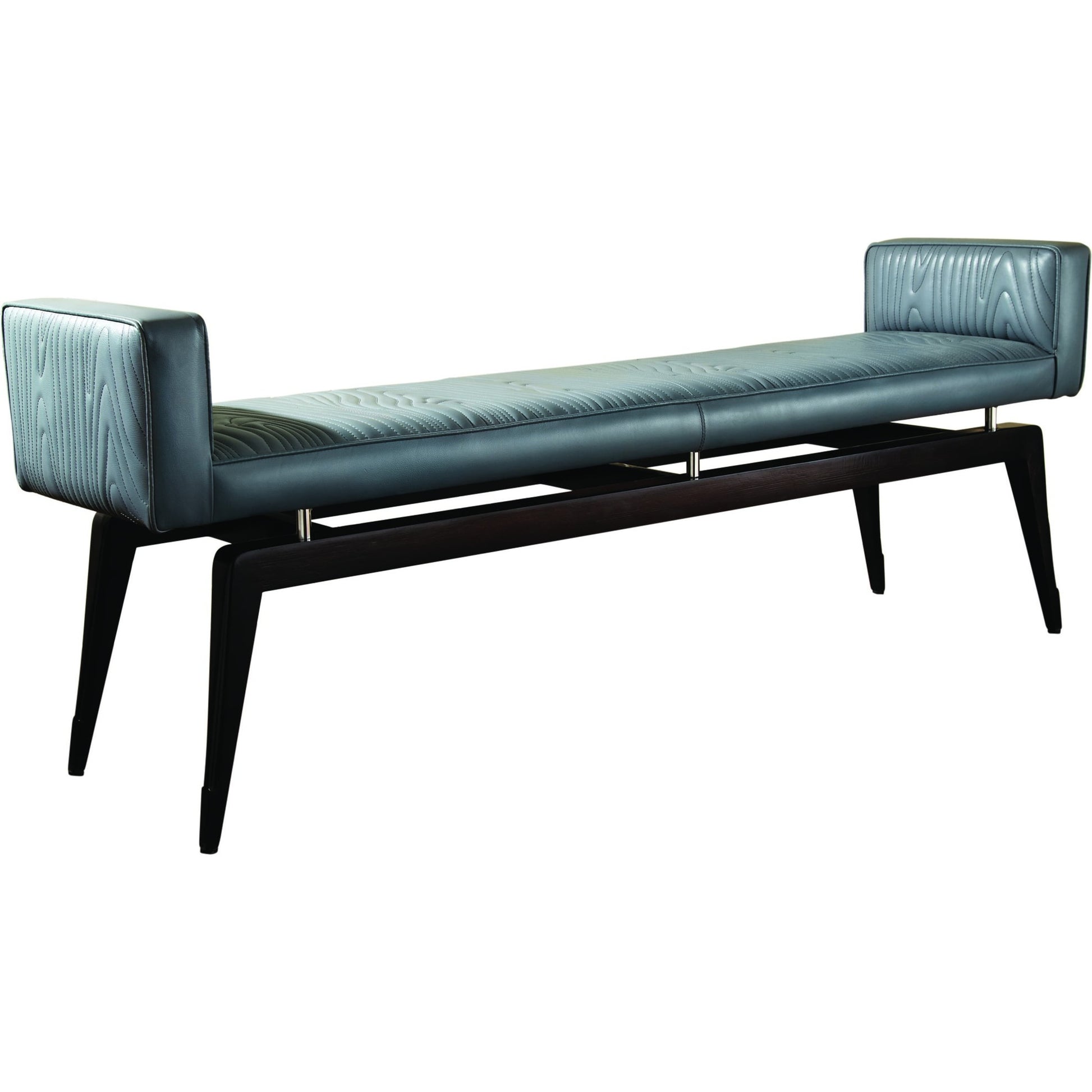 Faux Bois City Bench by Global Views in ebony lacquer, polished nickel. Made from beech in a modern style.
