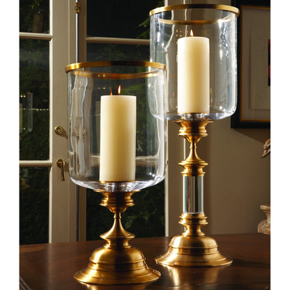 Estate Hurricane by Global Views in antique brass. Made from brass, glass in a traditional style.