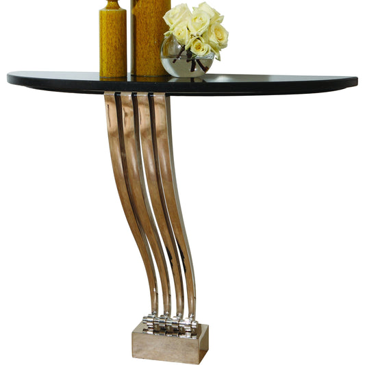 Graceful Console by Global Views in nickel. Made from granite in a modern style.