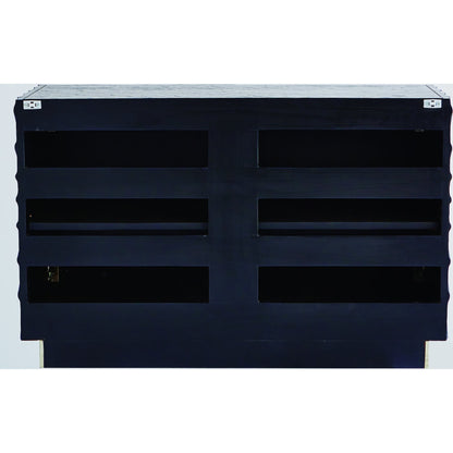 Pleated Cabinet by Global Views in black, nickel. Made from pine, aluminum, glass, metal in a eclectic & global style.