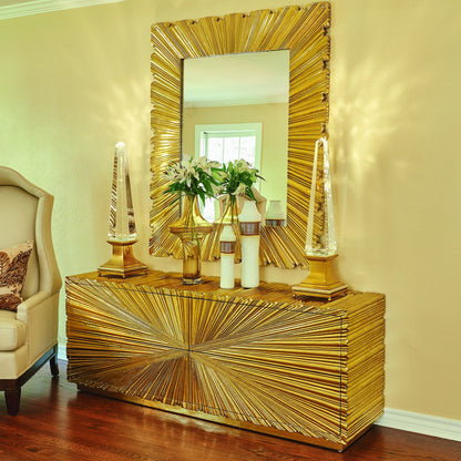 Linenfold Cabinet by Global Views. Made from mdf, brass in a modern style.